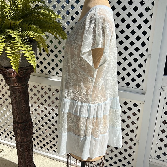 Sundance Lace Boho Tunic Top Light Blue - Picture 5 of 8